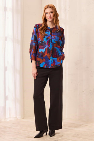 Ottoman Ponte Wide Leg Ankle Pant-Black