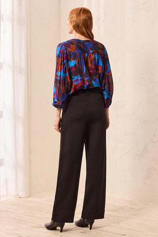 Ottoman Ponte Wide Leg Ankle Pant-Black