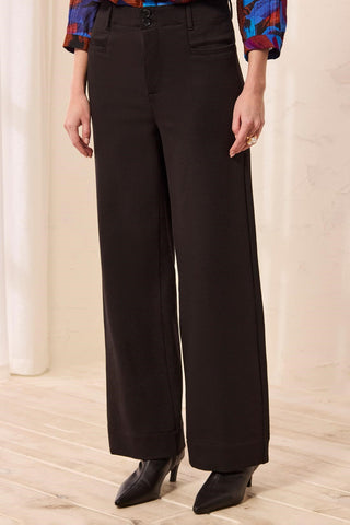 Ottoman Ponte Wide Leg Ankle Pant-Black