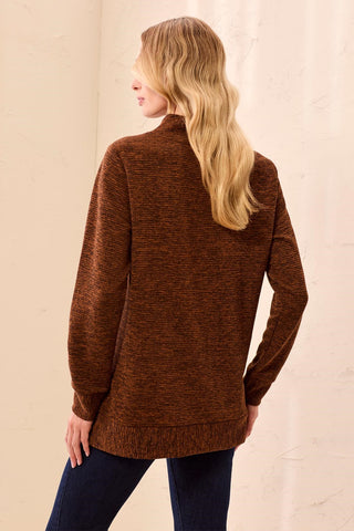 Ottoman Rib Mock Neck Tunic Sweater-Maple