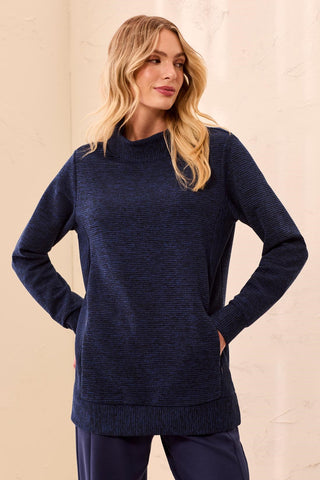 Ottoman Rib Mock Neck Tunic Sweater-Stellar