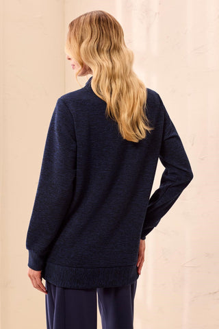 Ottoman Rib Mock Neck Tunic Sweater-Stellar