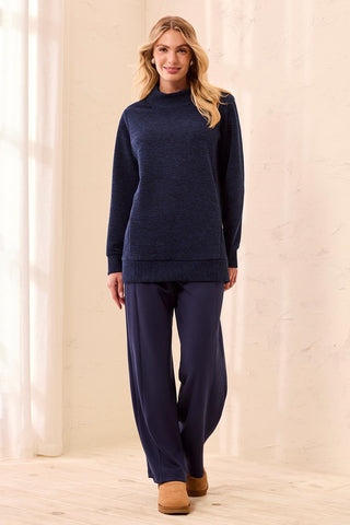 Ottoman Rib Mock Neck Tunic Sweater-Stellar