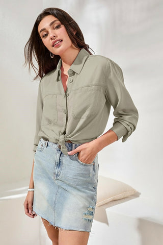 Overshirt In Washed Cavalry Twill-Dk cactus clay