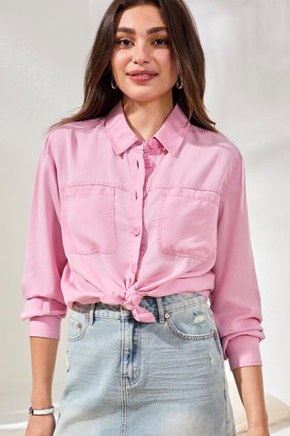 Overshirt In Washed Cavalry Twill-Rosesilk