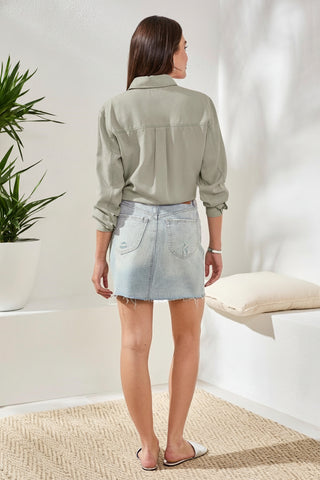 Overshirt In Washed Cavalry Twill-Dk cactus clay