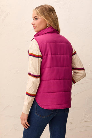 Packable Puffer Zip Up Vest-Mulberry