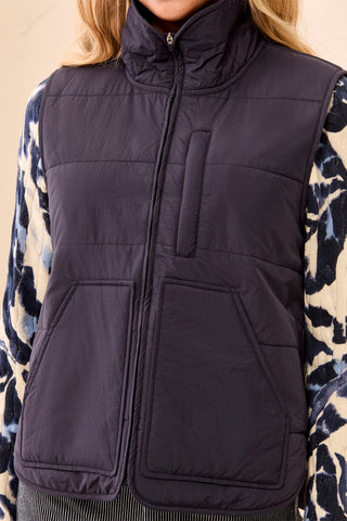 Packable Puffer Zip Up Vest-Sapphire