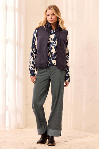 Packable Puffer Zip Up Vest-Sapphire