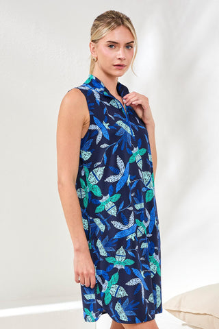 UPF 50+ High Performance Zip-Front Sport Dress-Blue surf