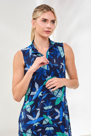 UPF 50+ High Performance Zip-Front Sport Dress-Blue surf