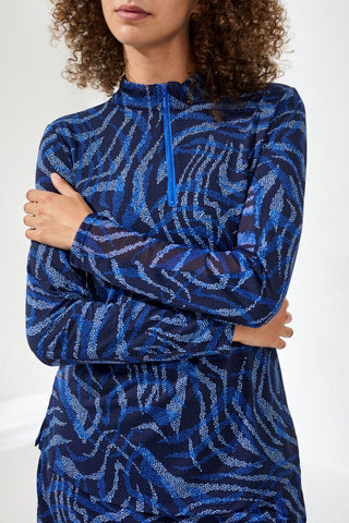 UPF 50+ High Performance Quarter-Zip Long Sleeve Pullover-Aquatic