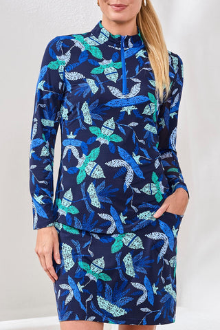 UPF 50+ High Performance Quarter-Zip Long Sleeve Pullover-Blue surf