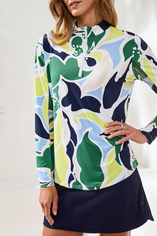UPF 50+ High Performance Quarter-Zip Long Sleeve Pullover-Florallime