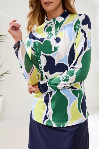 UPF 50+ High Performance Quarter-Zip Long Sleeve Pullover-Florallime