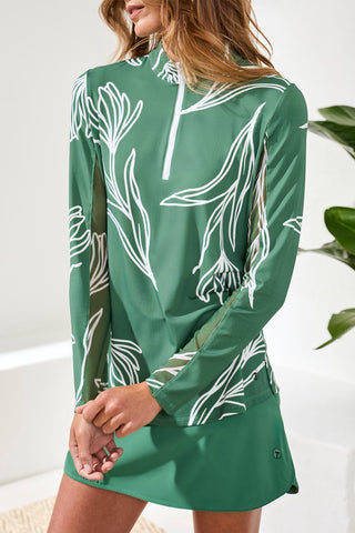 UPF 50+ High Performance Quarter-Zip Long Sleeve Pullover-Greenery