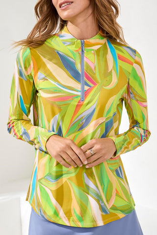 UPF 50+ High Performance Quarter-Zip Long Sleeve Pullover-Limetart