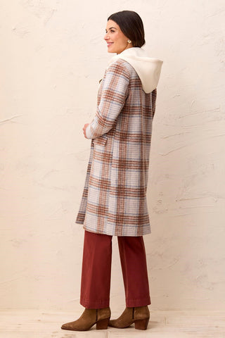 Manteau Coupe Tailleur Avec Insert À Capuche Amovible-Crème