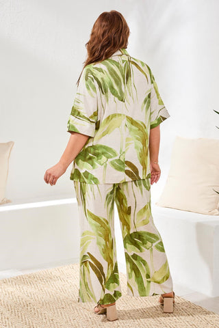 Size Inclusive Flowy Linen Dolman Elbow Sleeve Blouse-Mintleaf
