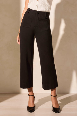 Capris Ponte À Taille Haute Avec Poches-Noir