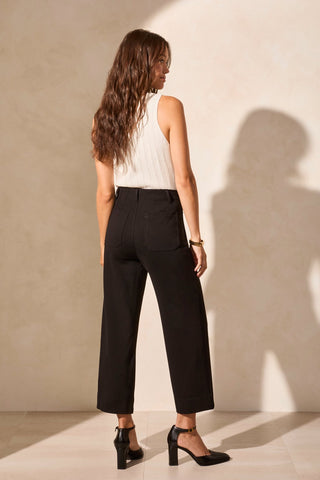Capris Ponte À Taille Haute Avec Poches-Noir