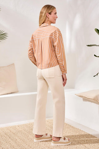 Popover Blouse With Drop Shoulders And Pocket-Saharabeige