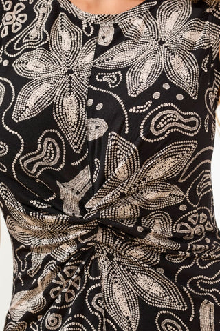 Printed Sleeveless Jersey V‑Neck Front‑Knot Dress-Quartz