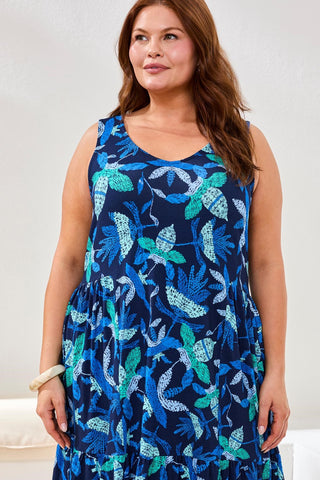 Size Inclusive Soft Slub Knit V-Neck Dress-Bluesurf
