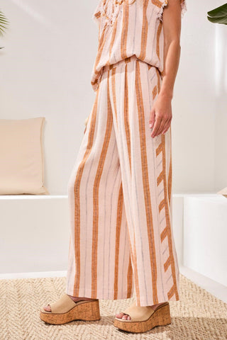 Pull-On Flowy Wide-Leg Pants With Pockets-Saharabeige