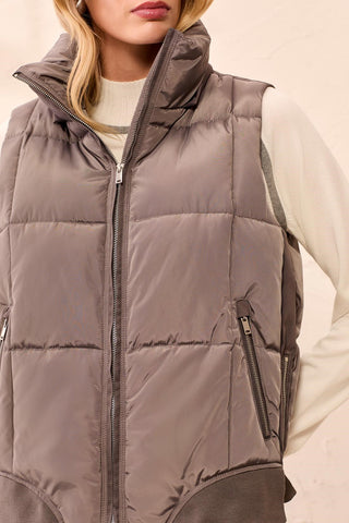 Quilted Puffer Vest With Removable Hood-Tornado