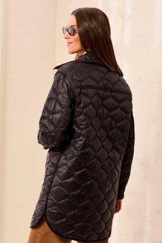 Reversible Diamond Quilted Button-Front Jacket-Brown/black