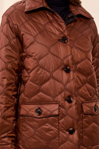 Reversible Diamond Quilted Button-Front Jacket-Brown/black
