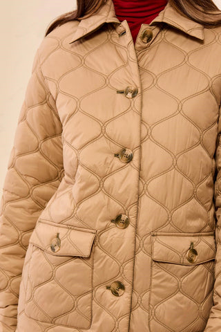 Reversible Diamond Quilted Button-Front Jacket-Suede/olive