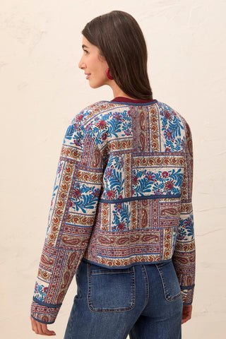 Reversible  Quilted Long Sleeve Statement Jacket-Sharpblue