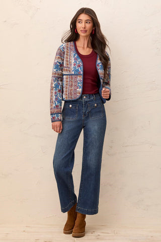 Reversible  Quilted Long Sleeve Statement Jacket-Sharpblue