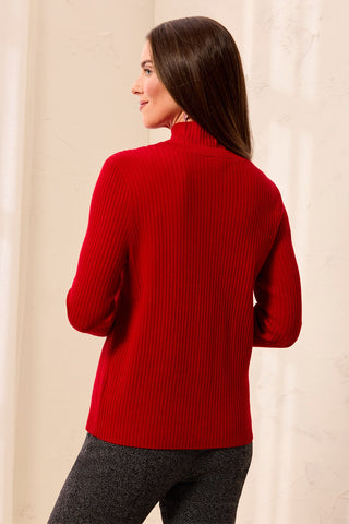 Cardigan Boutonné En Tricot Côtelé -Piment