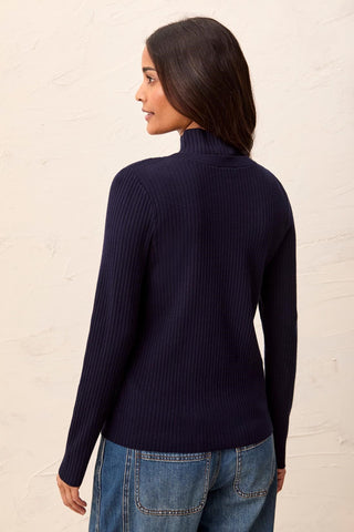 Cardigan Boutonné En Tricot Côtelé -Saphir