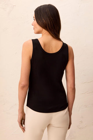 Camisole À Encolure Arrondie En Tricot Doux Sans Manches-Noir