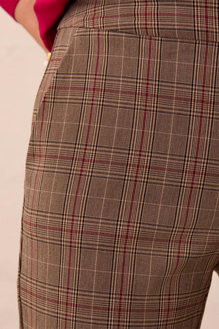 Pantalon Évasé À Enfiler En Bengaline À Carreaux-Jazzy