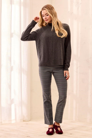 Signature Cashmere Mock Neck Raglan Sleeve Sweater-Charcoal