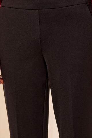 Signature Luxury Twill Straight Leg Cuffed Pull-On Pants-Black