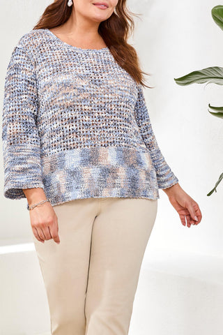 Size Inclusive Bell-Sleeve Open-Stitch Sweater-Saltwater