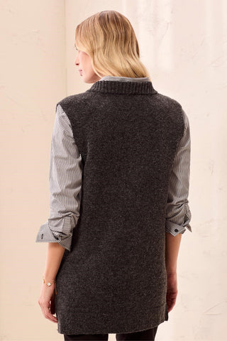 Sleeveless Tunic Knit Sweater Vest-Charcoal