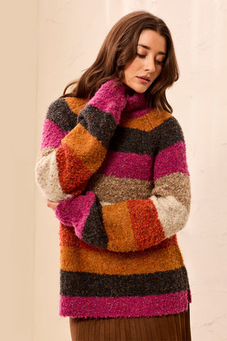 Soft Bouclé Long Sleeve Turtleneck Sweater-Mulberry