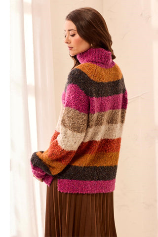 Soft Bouclé Long Sleeve Turtleneck Sweater-Mulberry