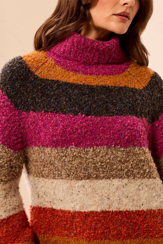 Soft Bouclé Long Sleeve Turtleneck Sweater-Mulberry