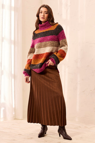 Soft Bouclé Long Sleeve Turtleneck Sweater-Mulberry