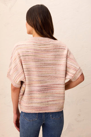Soft Cap Sleeve Drop Shoulder Crew Neck Sweater-Pashmina