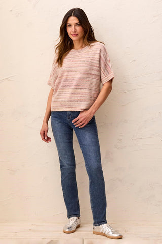 Soft Cap Sleeve Drop Shoulder Crew Neck Sweater-Pashmina