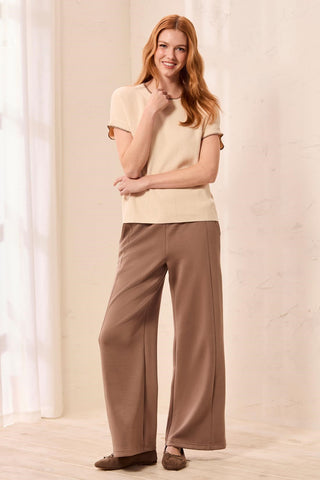 Soft Cotton Blend Cap Sleeve Top With Topstitch-Moonstone